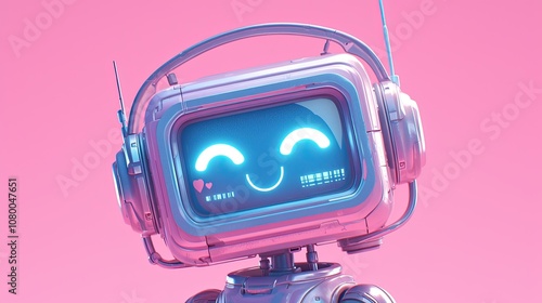 Wallpaper Mural The robot character, with its friendly design, soft-colored metallic body, and futuristic setting, is suitable for technology and children's themes. Torontodigital.ca