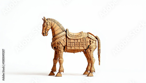 Trojan horse with detailed craftsmanship, perfect for historical or mythological themes.

 photo