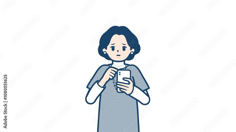Tunic middle woman_smartphone trouble_with alpha channel Tunic middle woman_smartphone trouble_with alpha channel