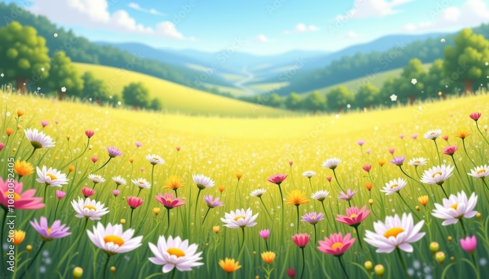 Fototapeta premium Blooming fields of joy and tranquility