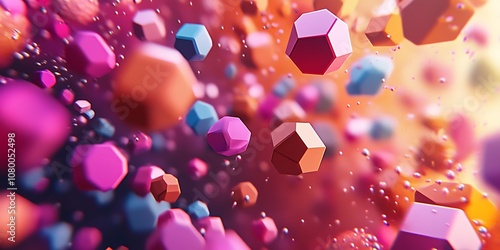 Fototapeta Naklejka Na Ścianę i Meble -  3D digital hexagon shapes floating