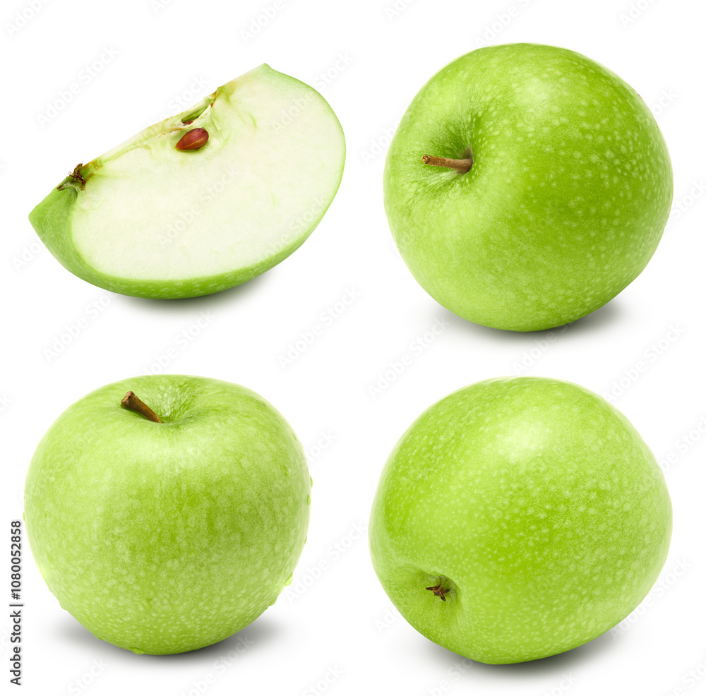 green apple isolated on white background. clipping path green apple isolated on white background. clipping path