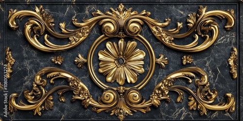 Baroque, Barocco Ornate Marble Ceiling Non-Linear Reformation Design with Intricate Accents Depicting Classic Elegance and Architectural Beauty