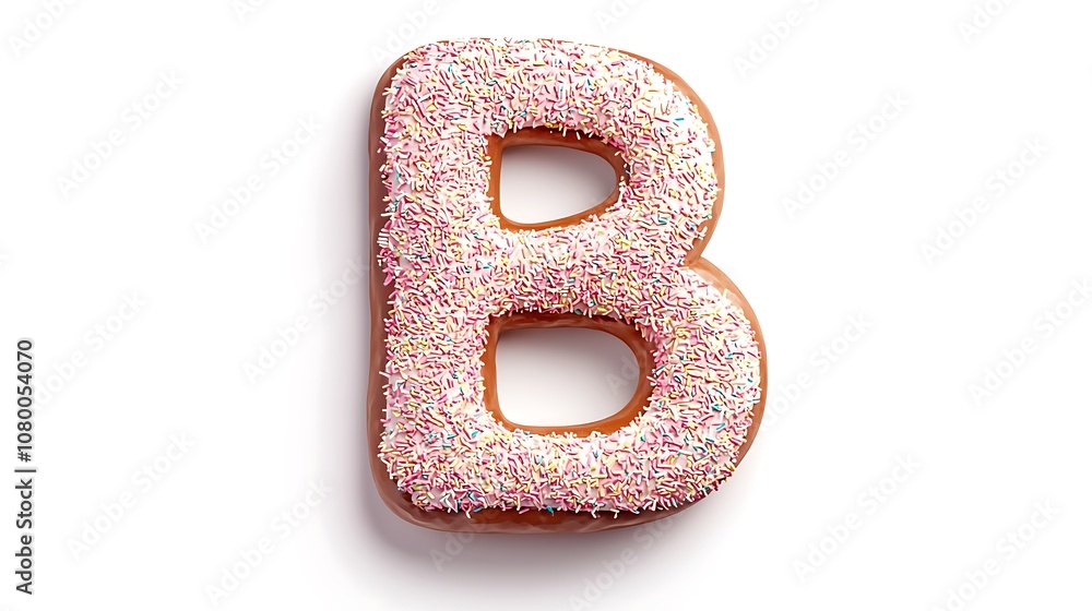 Letter B 3D donut alphabet on white background Letter B 3D donut alphabet on white background