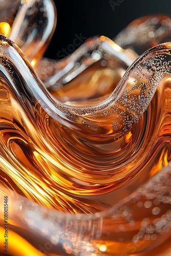 Wavy glass shapes creating a fluid abstract scene