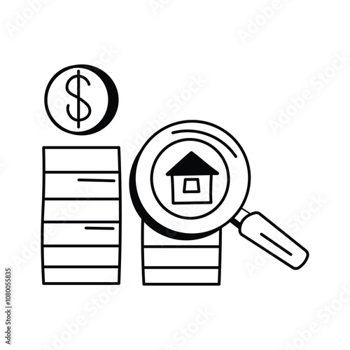 House with money stack, illustrating investment in property vector