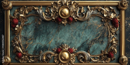 Baroque, Barocco Ornate Marble Ceiling Non-Linear Reformation Design with Intricate Accents Depicting Classic Elegance and Architectural Beauty