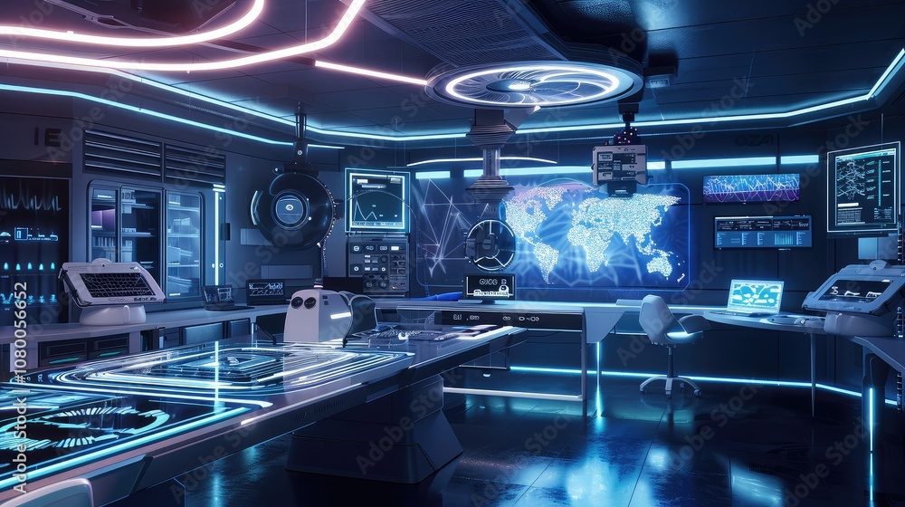 Futuristic High-Tech Laboratory with Advanced Digital Equipment Futuristic High-Tech Laboratory with Advanced Digital Equipment