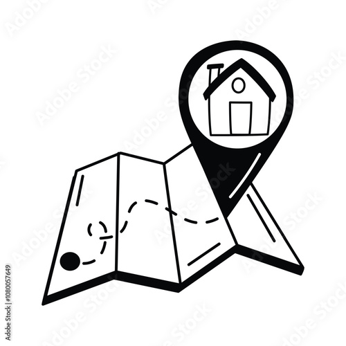 House icon on a map, representing property location or search