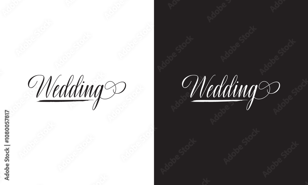 Wedding text, hand written custom calligraphy isolated on white and black background. Vector illustration. EPS 10 Wedding text, hand written custom calligraphy isolated on white and black background. Vector illustration. EPS 10