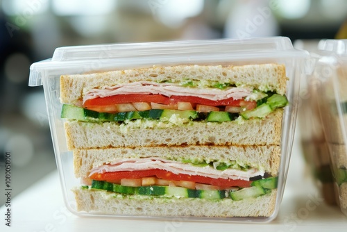 Fresh Vegetable Sandwich in Clear Container photo