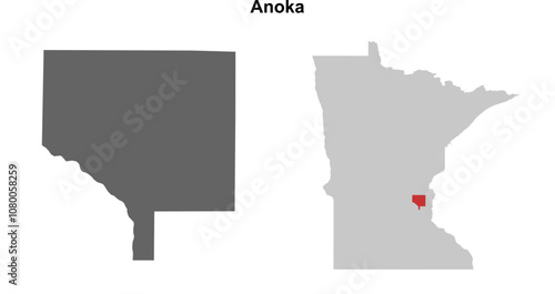 Anoka County (Minnesota) blank outline map set