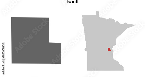 Isanti County (Minnesota) blank outline map set