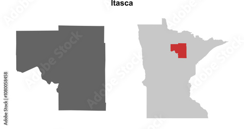 Itasca County (Minnesota) blank outline map set