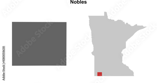 Nobles County (Minnesota) blank outline map set