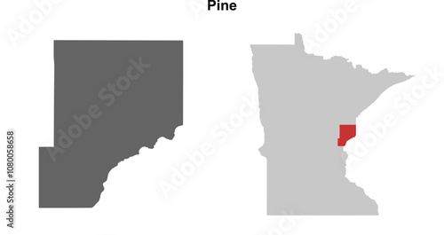 Pine County (Minnesota) blank outline map set