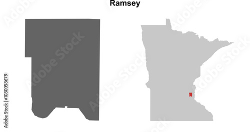 Ramsey County (Minnesota) blank outline map set