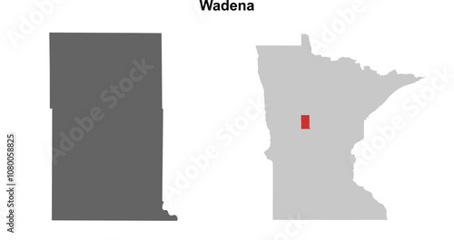 Wadena County (Minnesota) blank outline map set