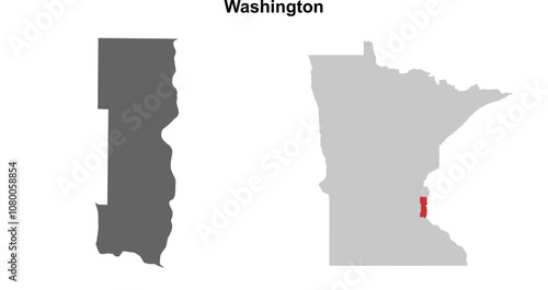 Washington County (Minnesota) blank outline map set