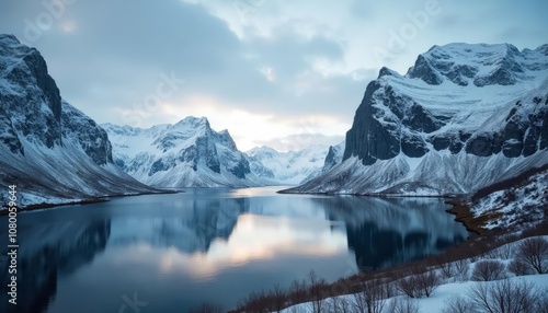 Wallpaper Mural  Majestic mountain lake at sunrise Torontodigital.ca