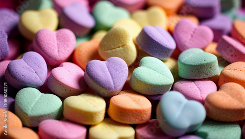 Bunch of candy hearts in a bunch