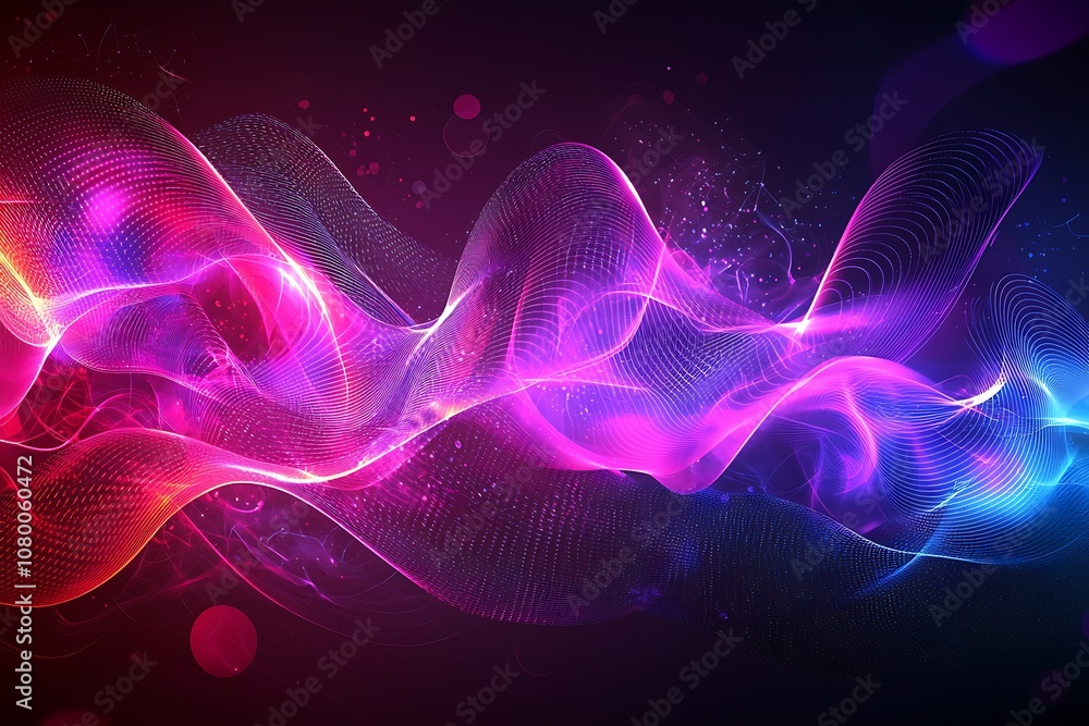 Fototapeta premium Abstract neon wave design for hi-tech wallpaper or landing page.