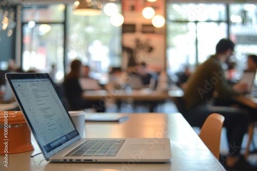 Wallpaper Mural Office with diverse team collaborating on laptops blurred background. Torontodigital.ca