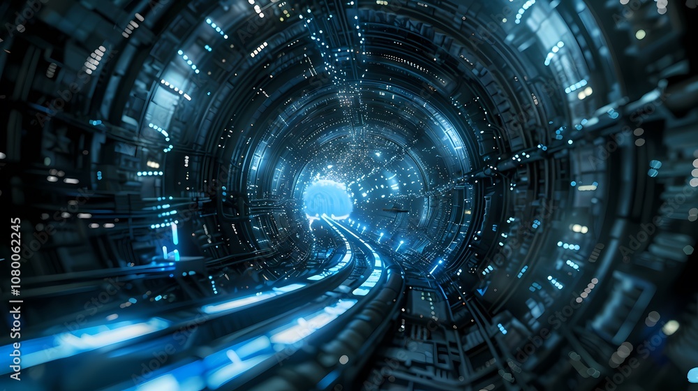 Obraz premium Digital technology Future abstract tunnel poster background
