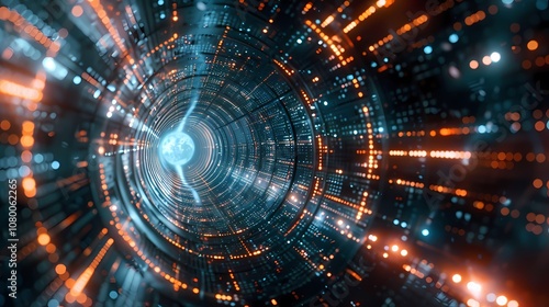 Digital technology Future abstract tunnel poster background