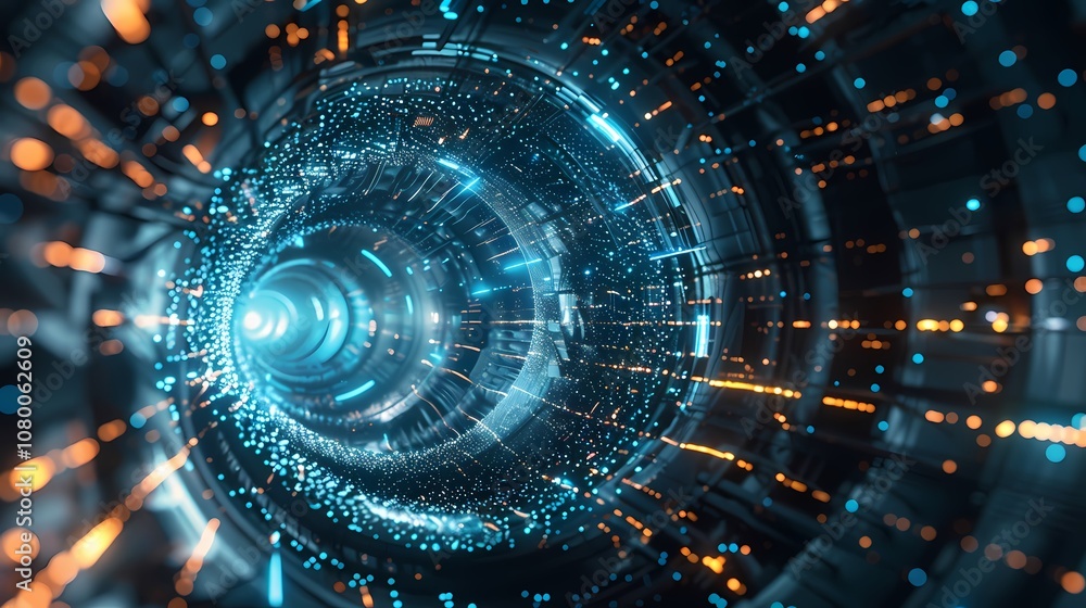 Digital technology Future abstract tunnel poster background Digital technology Future abstract tunnel poster background