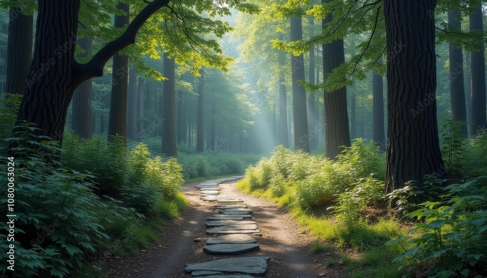 Obraz premium A serene forest path inviting exploration