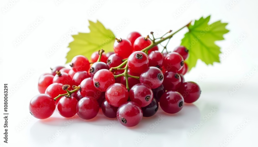 Fresh juicy red berries with vibrant green leaves Fresh juicy red berries with vibrant green leaves