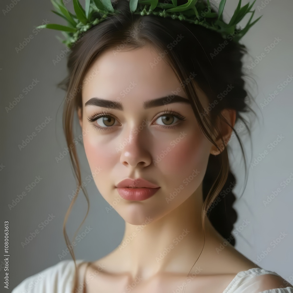 arafed woman with a flower crown on her head arafed woman with a flower crown on her head