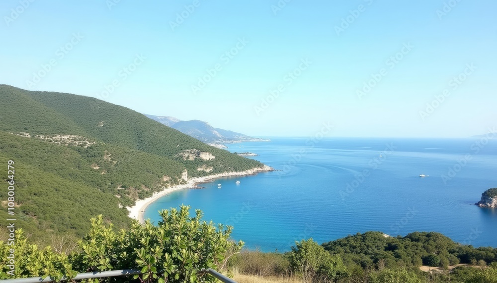 Breathtaking view of a serene coastal landscape Breathtaking view of a serene coastal landscape