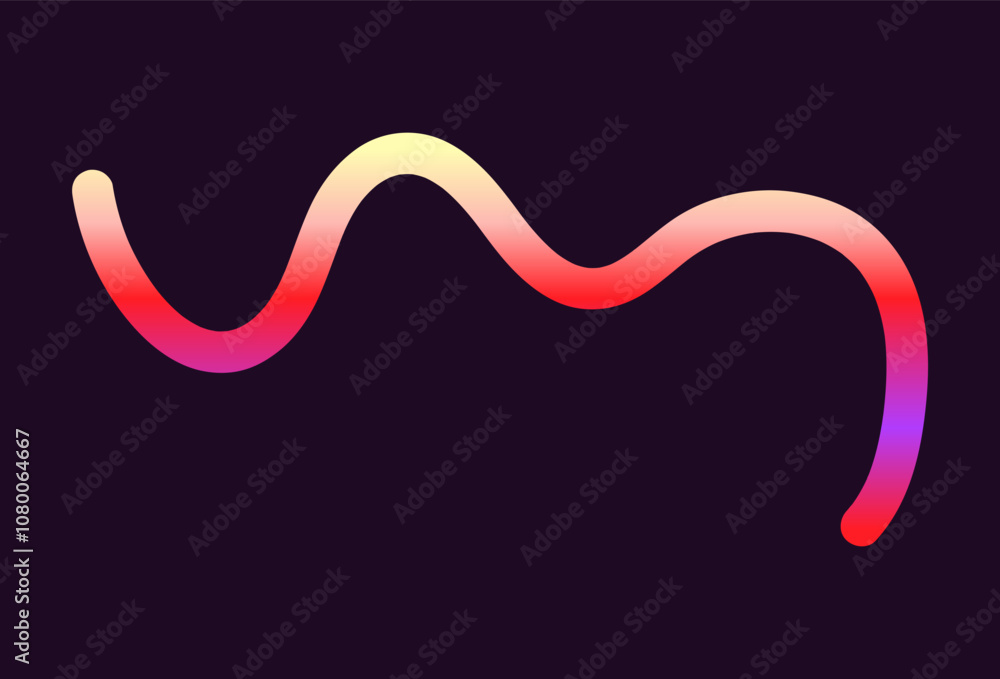 Neon Color Gradient squiggle lines. Scribble stripe with wavy elements. Abstract organic dynamic colorful Sshapes on dark background. Neon Color Gradient squiggle lines. Scribble stripe with wavy elements. Abstract organic dynamic colorful Sshapes on dark background.