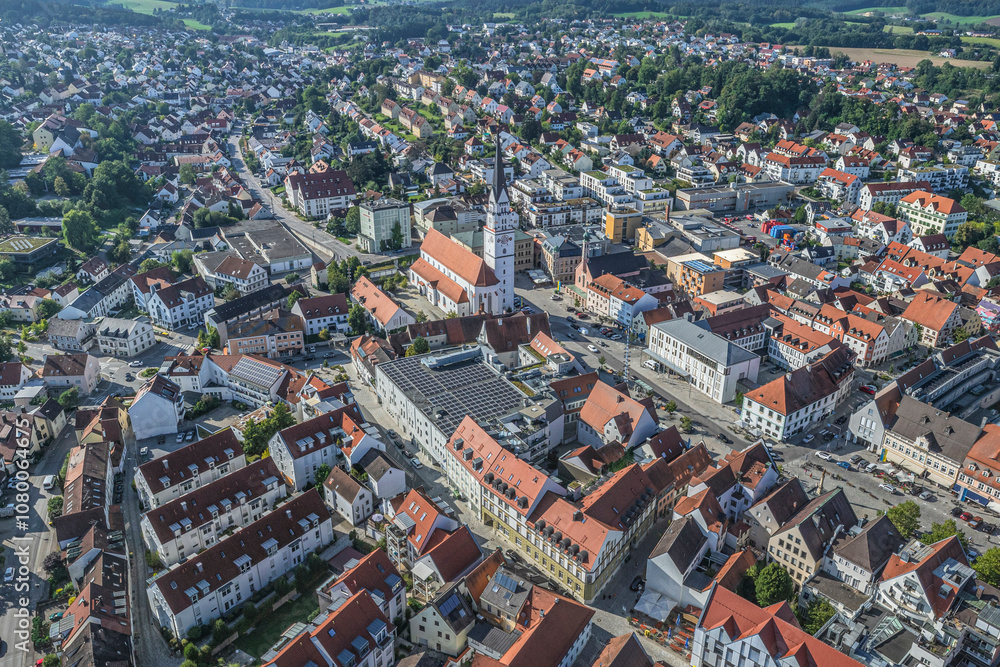 Obraz premium Blick auf Pfaffenhofen an der Ilm im Hopfenland Hallertau in Bayern