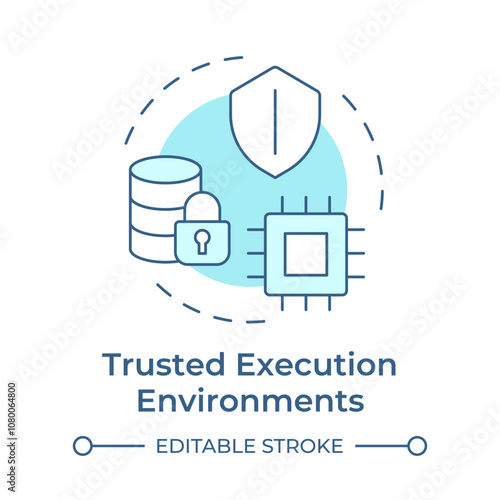 Trusted execution environments soft blue concept icon. Privacy enhancing technologies. Secure data processing. Round shape line illustration. Abstract idea. Graphic design. Easy to use in article