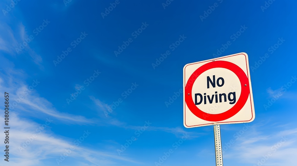 Swimming pool warning sign placed near the edge of a pool, emphasizing safety and caution for swimmers, ensuring a secure aquatic environment. Swimming pool warning sign placed near the edge of a pool, emphasizing safety and caution for swimmers, ensuring a secure aquatic environment.
