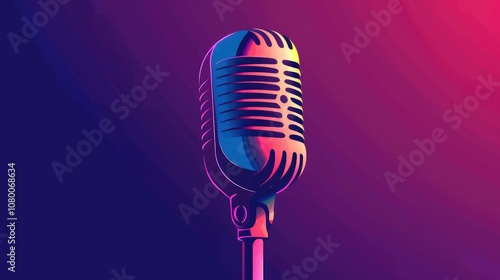 Retro Microphone with Vibrant Gradient Background