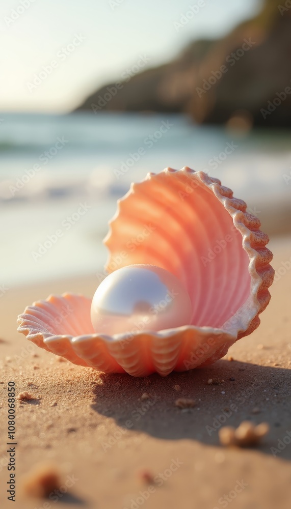 Beautifully Textured Pink Seashell with Luminous White Pearl Inside. Beautifully Textured Pink Seashell with Luminous White Pearl Inside.