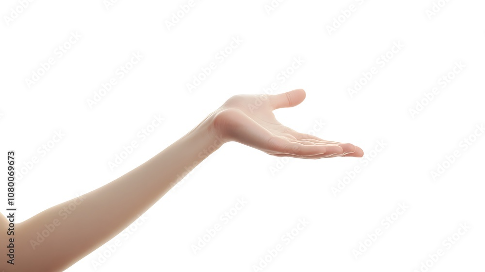 A person hand outstretched against a light gray background. A person hand outstretched against a light gray background.
