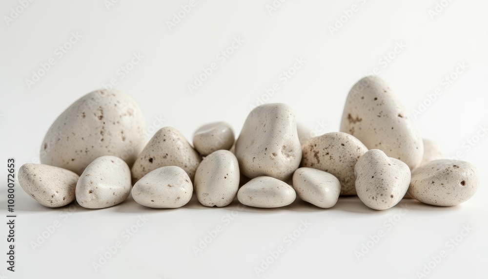 A collection of natural white speckled stones A collection of natural white speckled stones