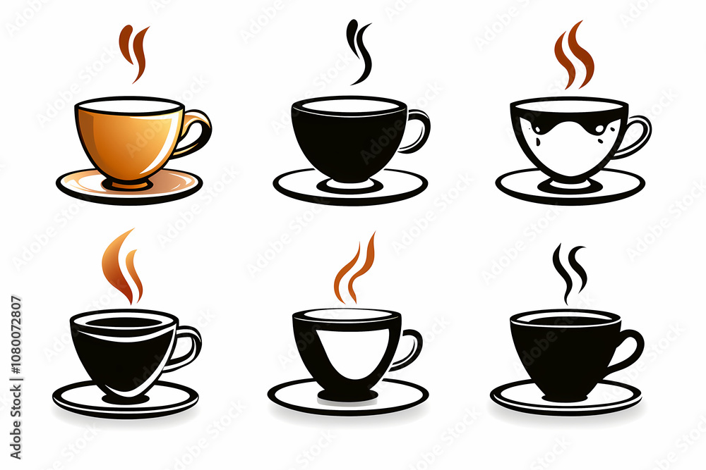 Obraz premium Set of Different Shaped Coffee Cups: Vector Illustration