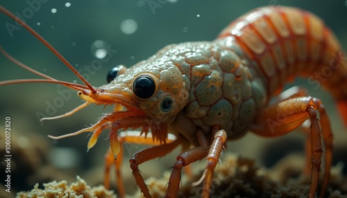  Aquatic life in focus  A closeup of a vibrant crustacean