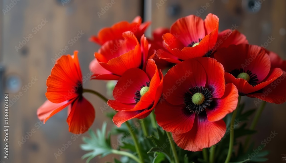  Vibrant red poppies in bloom