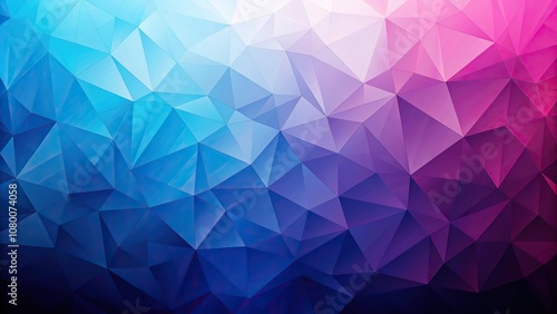 Blue to purple and pink gradient abstract polygons background with forced perspective