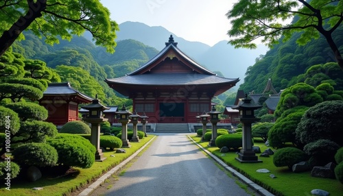 Wallpaper Mural  Elegant Japanese temple nestled amidst lush greenery Torontodigital.ca