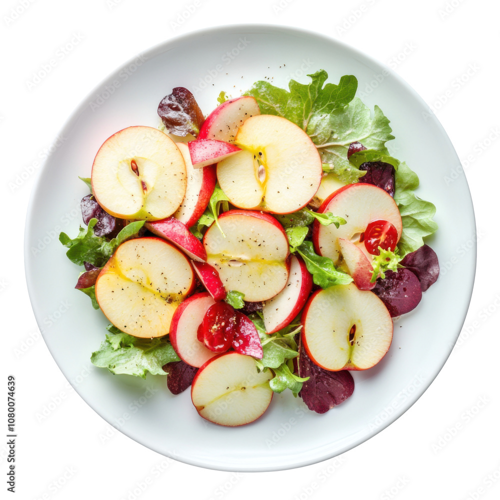 Fresh Apple Slices and Leafy Greens Salad with Dressing, Light and Healthy Meal Idea PNG Icon on transparent background Fresh Apple Slices and Leafy Greens Salad with Dressing, Light and Healthy Meal Idea PNG Icon on transparent background