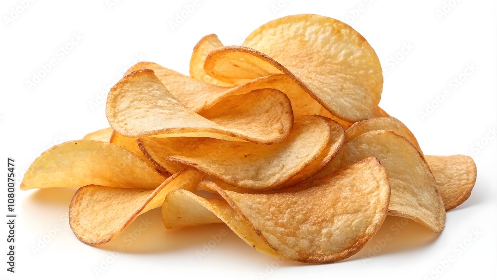Potato chips isolated on white, Crispy snack cut out
Potato chips isolated on white, Crispy snack cut out