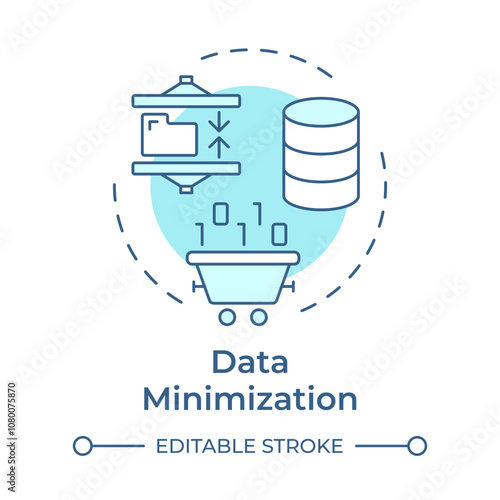 Data minimization soft blue concept icon. GDPR Principle. Collecting only necessary data for processing. Round shape line illustration. Abstract idea. Graphic design. Easy to use in article